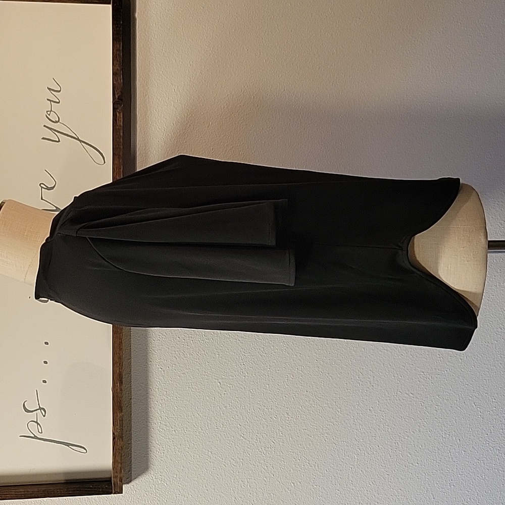 Alfani Black Draped Neck Flutter Sleeve Top - Picture 4 of 12